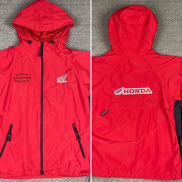 Honda Red Riders Club Anorak Windbreaker Jacket Men's Medium EZEM  System Hooded - Picture 1 of 16